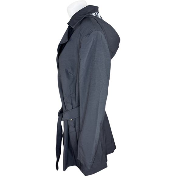 Dennis Basso Regular Water Resistant Trench Coat with Hood Black XL Petite NWOT - Picture 5 of 14